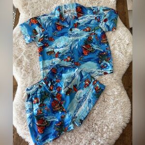 Aloha Republic Short Sleeve Button Top and Short Set 1T
